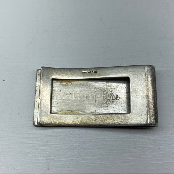 Vintage Engraved Sterling Silver Money Clip Emgraved W.M.B. Made by B.A.B. - Picture 7 of 11